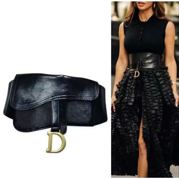 Luxury Boutique Wide Black Waist Belt Corset Style Stretch Statement Belt main image 5